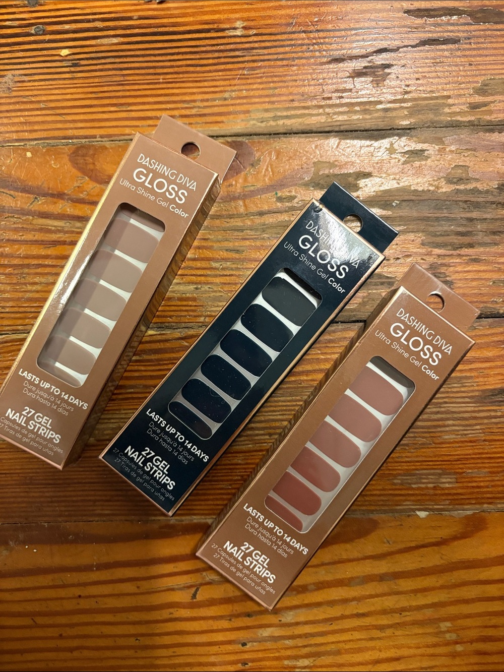Dashing Diva Gloss Gel Nail Strips — Neutral Brown & Black Mix